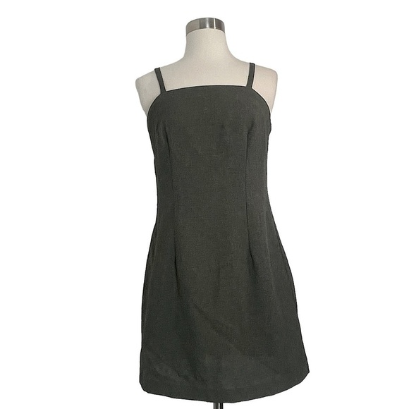 Vintage 90’s Green Grey Square Neck Cami Mini Dress Size Small. - Picture 1 of 8